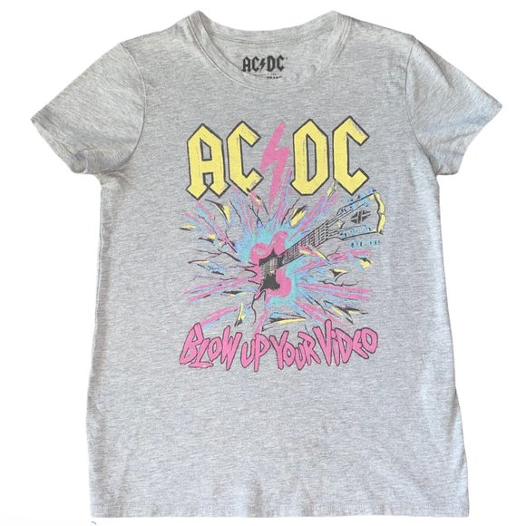 Lucky Brand Tops - Lucky Brand AC\DC Pink Gray T-shirt with Guitar